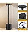 Lampe de table LED rechargeable - Noir, tactile dimmable, CCT, IP20
