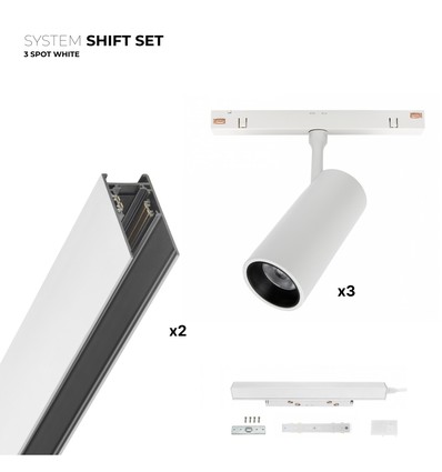 Kit de 3 spots SHIFT - 2 mètres complet + spots, Blanc