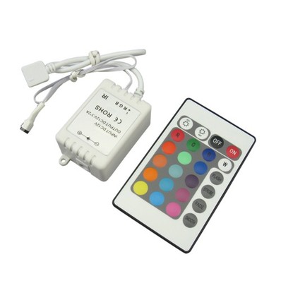 RGB kontroller med fjernbetjening - 12V (72W), 24V (144W), infrarød