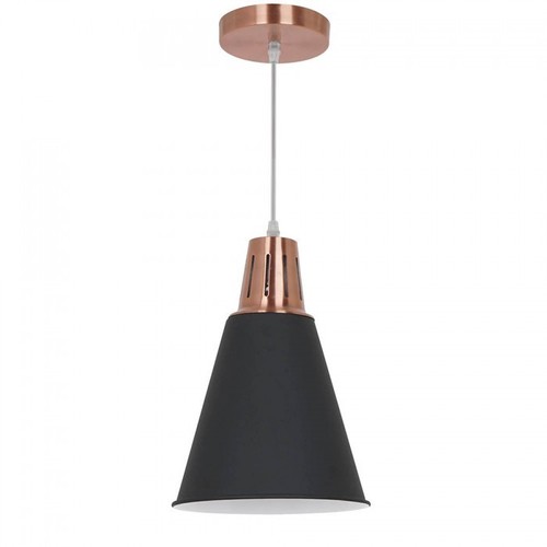 V-Tac moderne hanglamp - Koper + zwart gezandstraald, Ø22 cm, E27