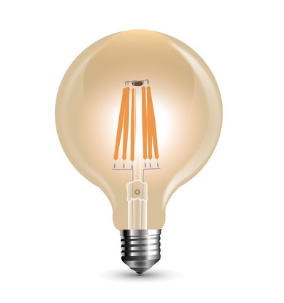 E27 8W dimbar LED globepære - Ø12,5 cm, Karbonfilament, ekstra varm hvit