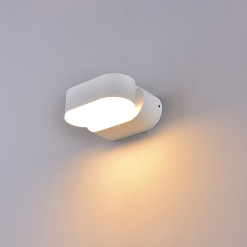 6W LED vit vägglampa - IP65 utomhus, Oval, roterbar 350 grader, inkl. ljuskälla