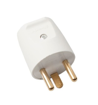 Hvit plugg - Med jord, 250V, 16A, IP20 innendørs