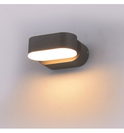 Applique murale LED 6W - IP65 extérieur, ovale, gris, orientable à 350 degrés, source lumineuse incluse