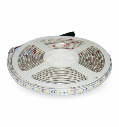 Ruban LED 5m 11W/m étanche aux éclaboussures - 12V DC, IP65, 60 LED par mètre