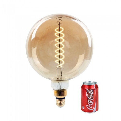 Ampoule globe LED géante E27 8W dimmable - Ø20 cm, Filament carbone, blanc extra chaud, 2000K
