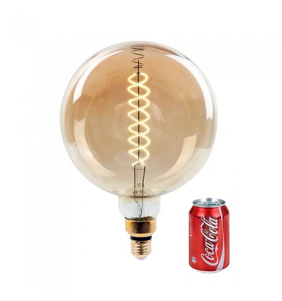 E27 8W dimbare LED reuzen globe lamp - Ø20 cm, Kooldraad, extra warm wit, 2000K