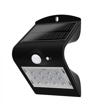 V-Tac Applique Murale Solaire LED 1,5W Lumière Naturelle Corps Noir