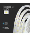 5m 9W/m spatwaterdichte LED-strip - 24V DC, IP65, 60 LED's per meter