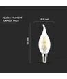 Ampoule flamme LED E14 4W - Filament, blanc chaud