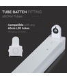 60cm T8 LED grundarmatur - Til 1x 60cm LED rør, IP20 indendørs