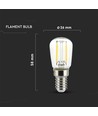 E14 2W LED koelkastlamp - ST26, filament