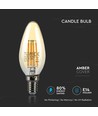 E14 4W LED-kaarslamp - Filament, rookglas, extra warm