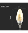 Ampoule flamme LED E14 4W - Filament, verre fumé, blanc extra chaud