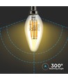E14 4W LED-kaarslamp - Filament, rookglas, extra warm