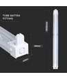 150cm T8 LED-armatur - Til 1x 150cm LED-rør, IP20 innendørs