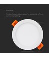 V-Tac LED panel Ø20 cm 29W - Hvid kant, til indbygning, Hul: 19cm, 230V