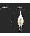 V-Tac ampoule LED flamme 4W - Filament, verre fumé, blanc extra chaud, E14