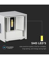 5W LED væglampe - IP65 udendørs, hvid, firkantet, justerbar spredning, inkl. lyskilde