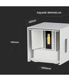 Applique murale LED 5W - IP65 extérieur, blanc, carré, angle de diffusion réglable, source lumineuse incluse