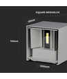 Applique murale LED 5W - IP65 extérieur, carrée, grise, angle de diffusion réglable, source lumineuse incluse