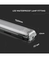 V-Tac 120 cm vandtæt armatur med rør - Inkl. 2 stk. 18W LED rør, IP65, 230V
