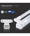 V-Tac 150 cm dobbelt LED grundarmatur - Inkl. 2 stk. 22W LED rør, IP20