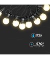 5m LED lyskæde med 10 stk. pærer - Varm hvid kulør, IP44, 230V, 0,5W pærer