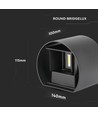 5W LED vägglampa - IP65 utomhus, rund, svart, justerbar spridning, inkl. ljuskälla
