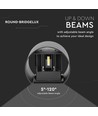 Applique murale LED 5W - IP65 extérieur, ronde, noire, angle de diffusion réglable, source lumineuse incluse