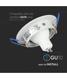 Kit Downlight MR16 ou GU10, sans source lumineuse, blanc mat, perçage : Ø7,5 cm, dimensions : Ø9,1 cm